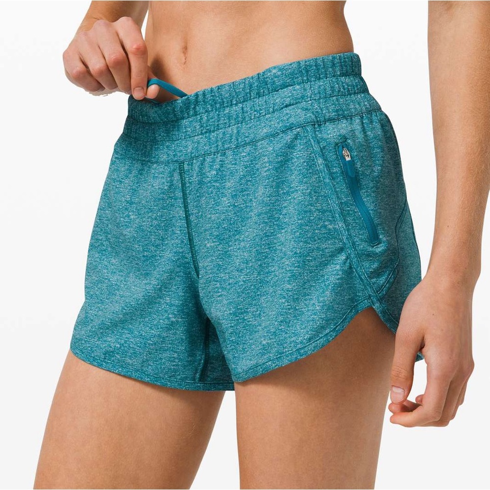 Lululemon Size 8 Tracker IV Shorts Heather Lux Multi Hawaiian Blue EUC